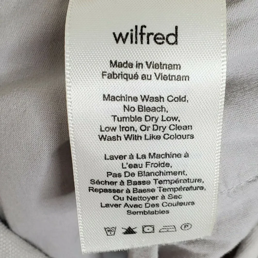 Wilfred Allant High Rise Cropped Pants 8 Oatmeal Linen Blend Roll Cuff Hem